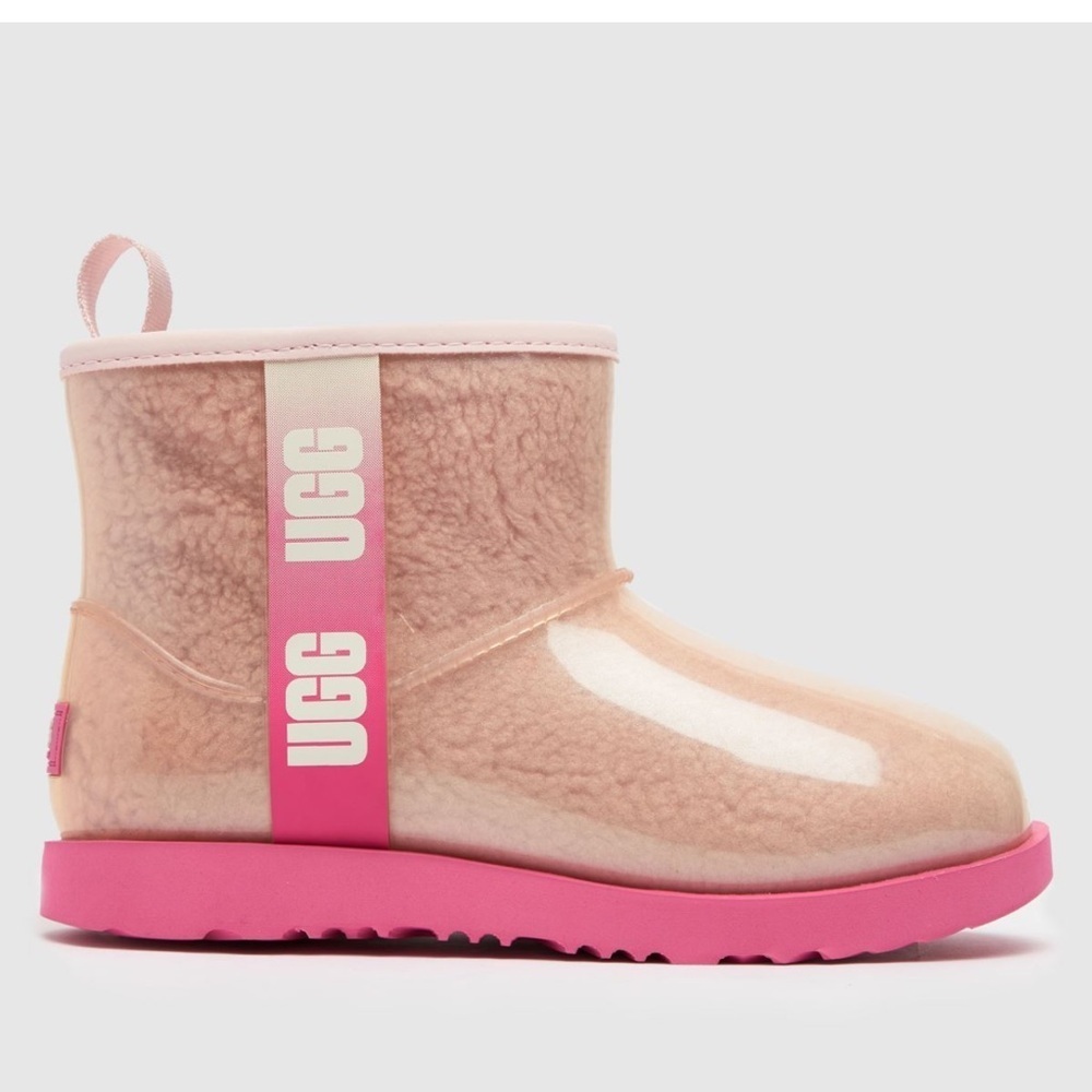 UGG Kids Classic Clear Mini Il boots Waterproof Snow Shoes Pink Combo Size 4 - Picture 1 of 8
